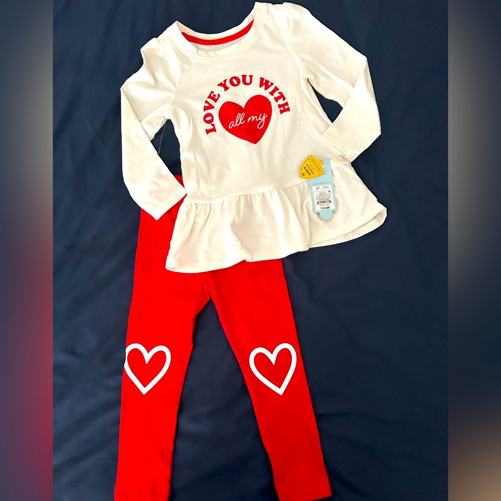 Cat & Jack little girls Valentine’s Day Outfit - Sz. 3T